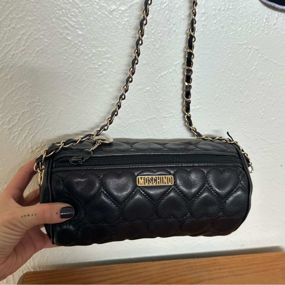 Moschino Hearts Black Quilted Women's Bag Leather